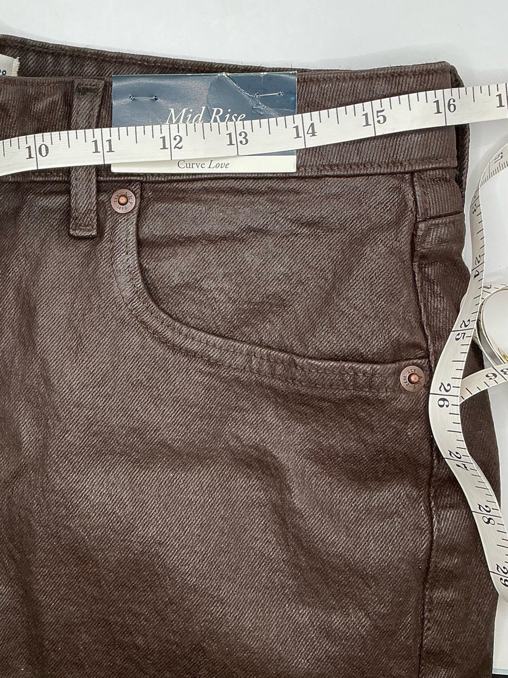 🤎 New 🤎 Brown Abercrombie & Fitch Curve Love Mid Rise Denim Mini Skirt - Picture 11 of 14